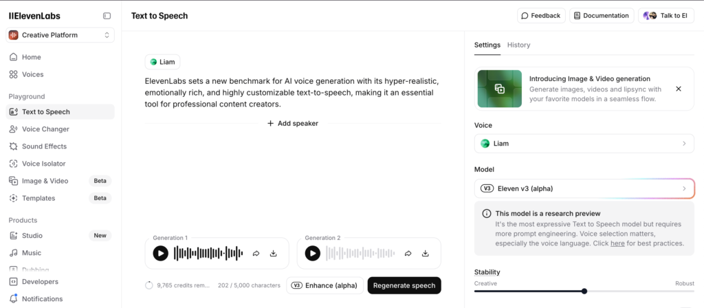 ElevenLabs Review 2026 interface